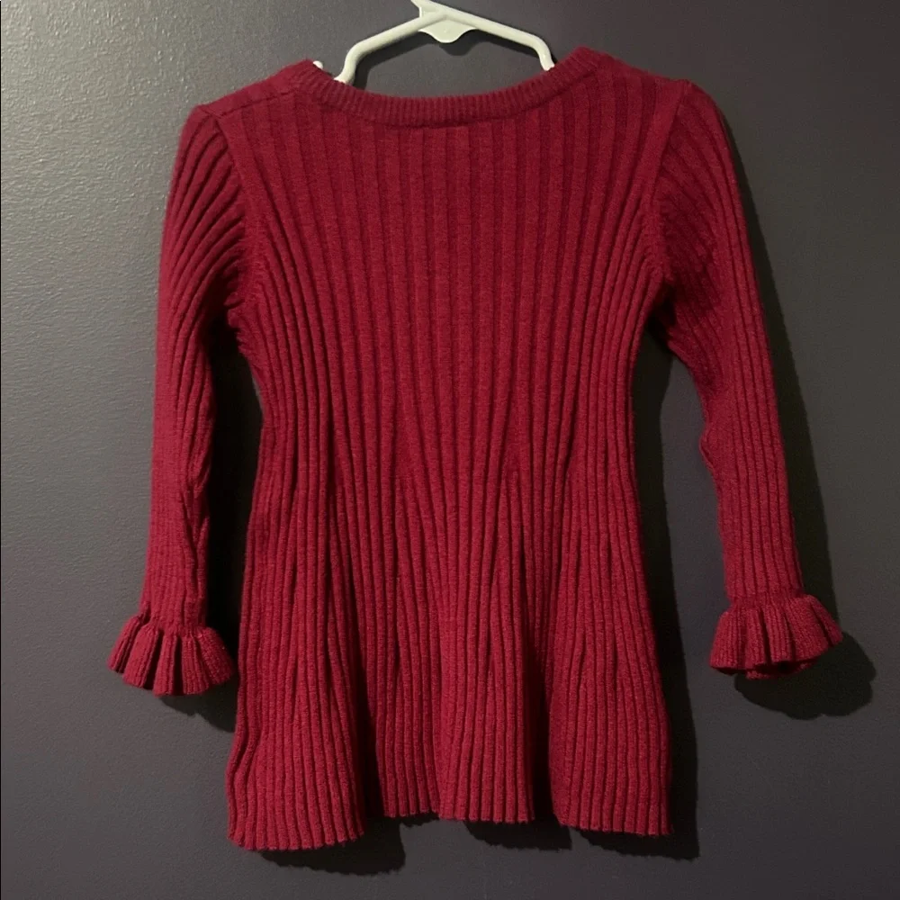 Red Ribbed Knit Sweater - Picture 4 of 5